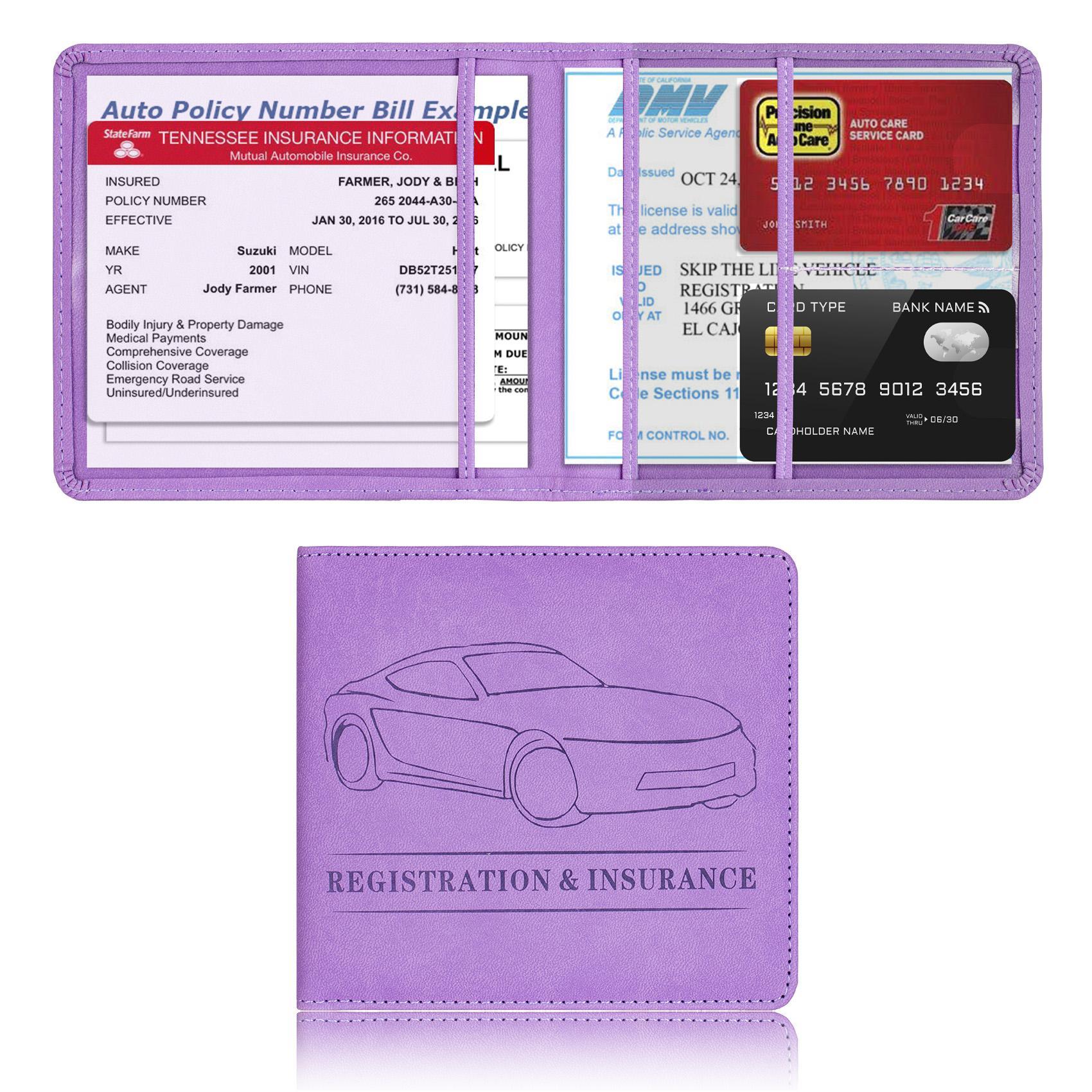 Car Registration & Insurance Holder, 1 Count Solid Color Durable Car Insurance Profile File Sleeve Holder, Driver's License Sleeve, Card Organizer, Car Interior Accessories