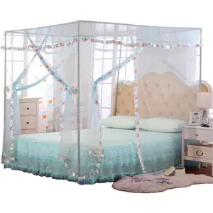 Bed Curtains Full - 4 Corner for Beds, Bed for Girls Adults, Bedroom Decor (Full Size, Light Blue)