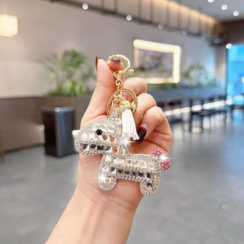 Bling Bling Pony Keychain with Tassel, Creative Rhinestone Horse Car Key Ring, Fashion Cute Cartoon Bag Charm Accessory Bling Bling Pony Keychain with Tassel, Creative Rhinestone Horse Car Key Ring, Fashion Cute Cartoon Bag Charm Accessory