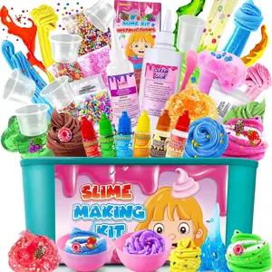 Ice Cream DIY Slime Kit for Girls, Glimmer Crunchy, Confetti Slime Making Kit for Girls, Butter, Foam, Cloud Slime with Add-ins, Foam Balls, Charms, Party Favors Gift Toys for Kids 3-12