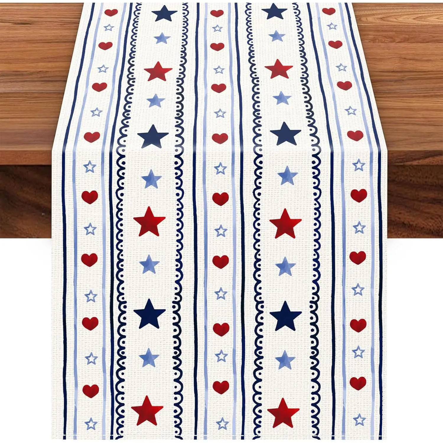 Patriotic Table Runner 13x72 Inch,Red Blue Stars 4th of July Independence Day Americana Stripe Holiday Table Decorations for Farmhouse Kitchen Dinning Indoor Outdoor Home Party Decor