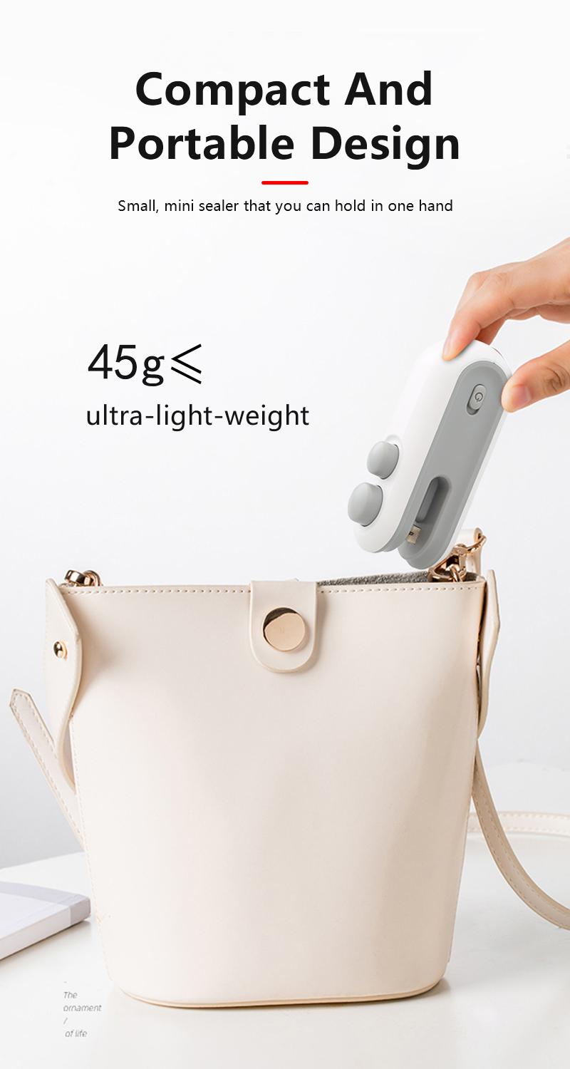 2 in 1Heat USB Rechargeable Bag Selaer,Snack Mini Snack Bag Sealing Machine,Plastic Electric Bag Sealers,Keep Food Fresh,Portable Sealer Picnics.