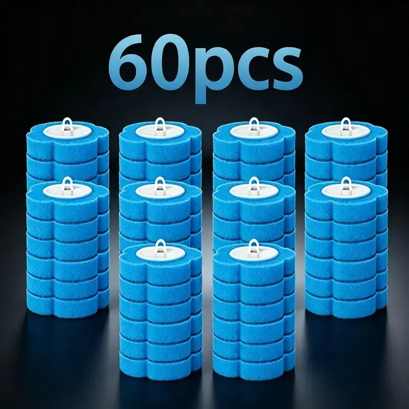 60-Pack Disposable Toilet Brush Heads, Toilet Brush Refills, Deep Cleaning, No Dead Corners, Effectively Removes Stubborn Stains, Ideal for Bathroom Hygiene, Bathroom Cleaning Tool