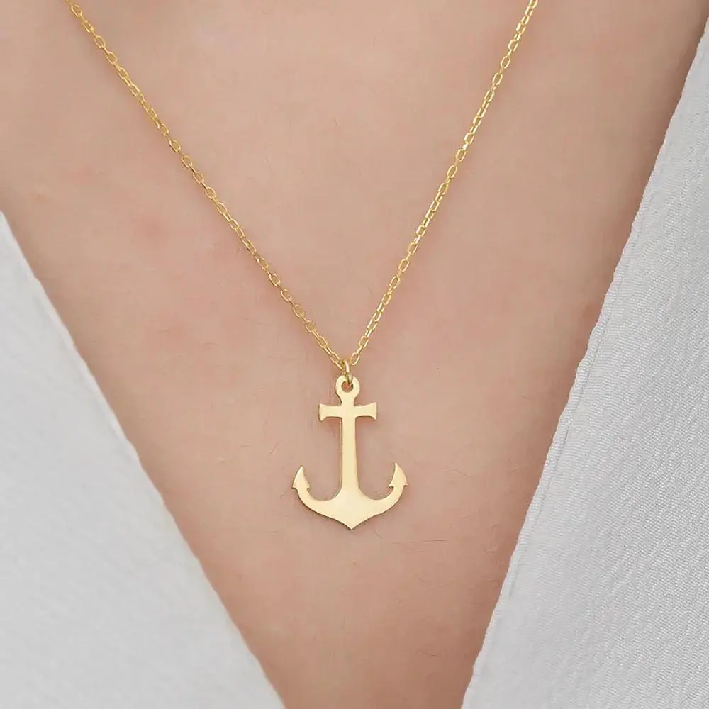 High Quality Pirate Ship Anchor Necklace Hip Hop Retro Pirate Caribbean Anchor Stainless Steel Pendant Domineering Men Jewelry