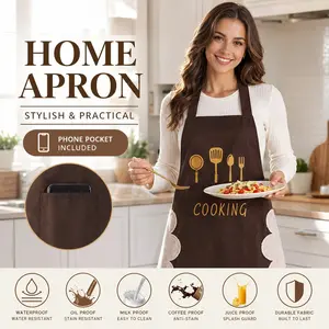 Durable Chef Apron, Waterproof and Oil Resistant, with Pockets for Phone and Utensils, Easy to Clean, Ideal for Cooking and Baking