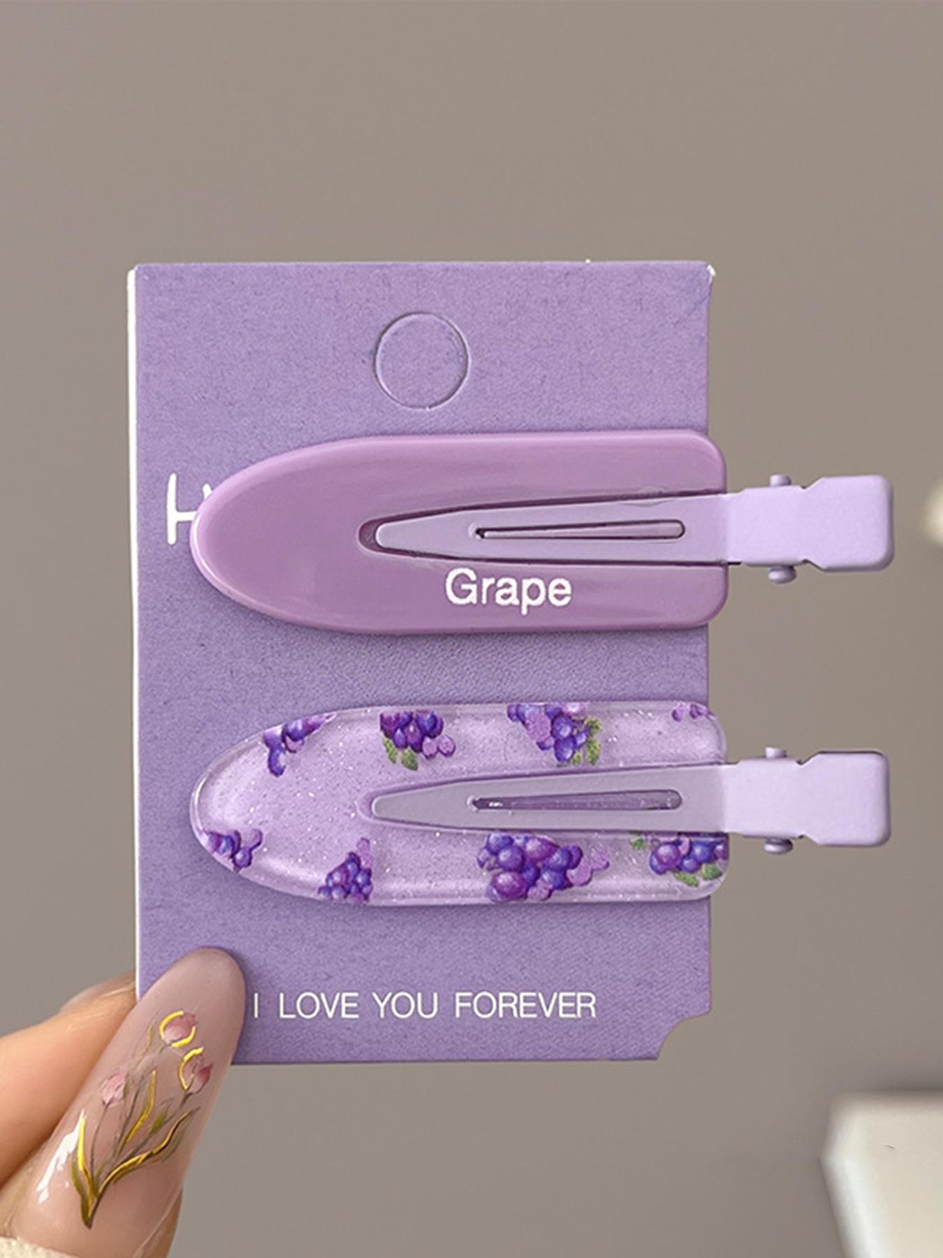 Dopamine Colorful Hair Clips Set, Cute Grape Design, Side Clip & Splitter, Fashion Accessories for Women, Daily Use