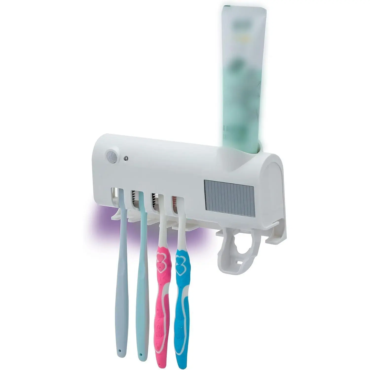 UV Toothbrush Cleaner Wall-Mounted Toothbrush Holder with UV Light and Rechargeable Battery, Helps Reduce Bacteria and Maintain Toothbrush Cleanliness, Smart Timer Function