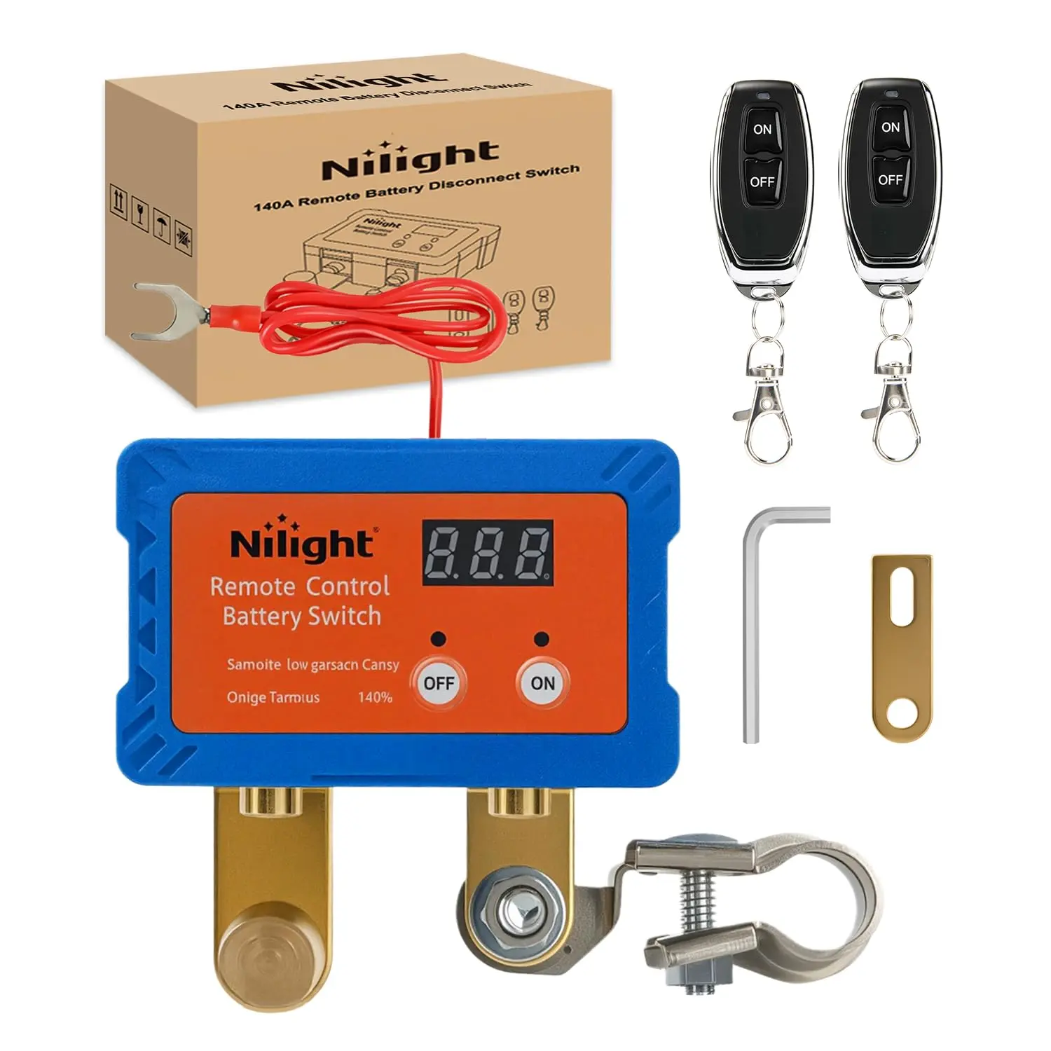 Nilight 140A Remote Battery Disconnect Switch, 12V-24V Car Smart Anti-Theft Killswitch Car Protection, Wireless Remote Control Relay Fobs, Voltmeter Display for Auto, Truck, RV