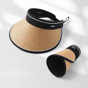 1pc Portable Foldable Straw Hat| Breathable Straw Material, Adjustable Headband Suitable for All Seasons, an Ideal Choice for the Beach and Golf