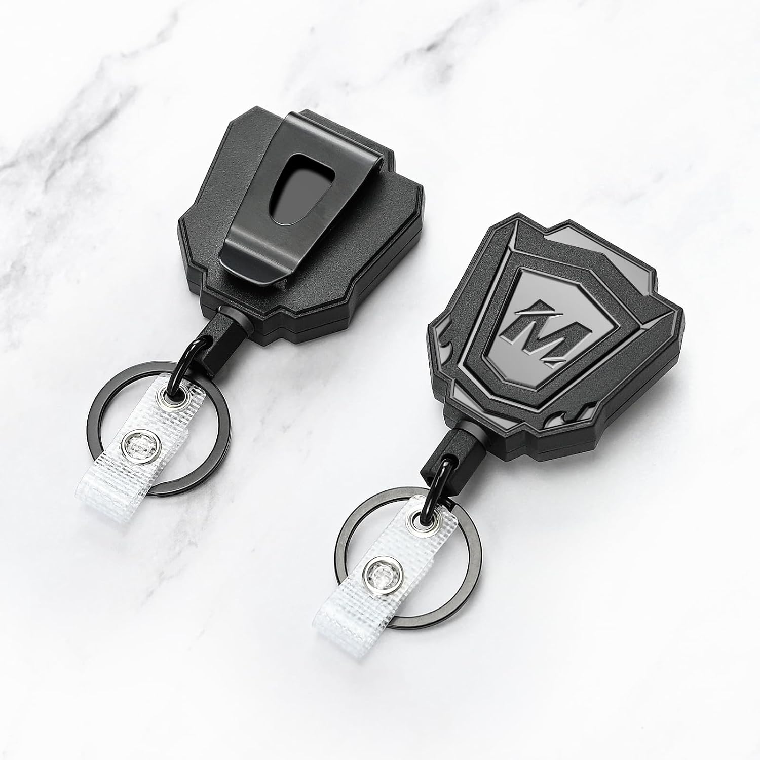 Heavy Duty Retractable Keychain with Belt Clip Retractable ID Badge Holder Reel with 31.5" Steel Cord, 9.0 oz