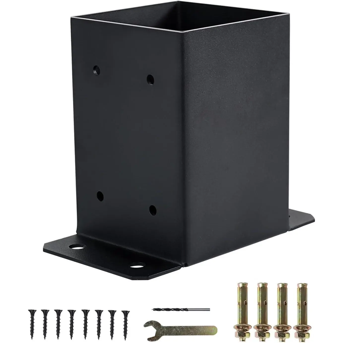 4x4  Base 1 count, Deck  Bracket Inner Size 3.6" x 3.6", 13GA Thick Solid Steel & Black  Coated,  Brackets for  Posts, Support Deck, Pergola, Handrail Railing (1 Pcs)
