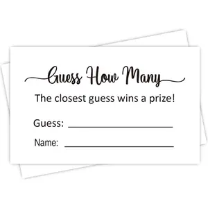 Guess How Many Game Cards, (50 Cards) Minimalist Baby Shower Game Cards 3.5" x 2"