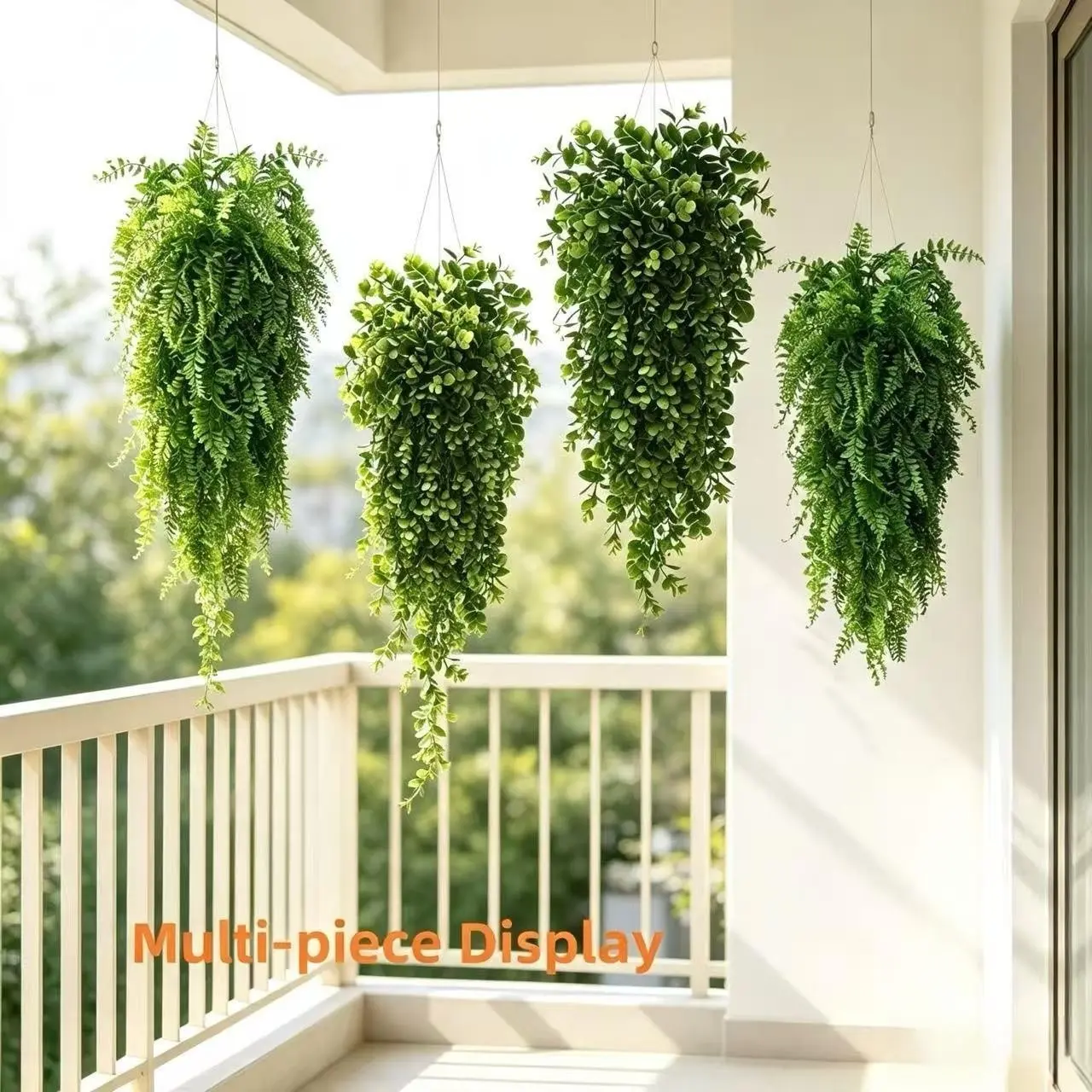 4 Piece Mixed Eucalyptus & Persian Grass Hanging Vines, Outdoor Sun-Resistant Rainproof, Fade-Proof Low Maintenance, Universal Use