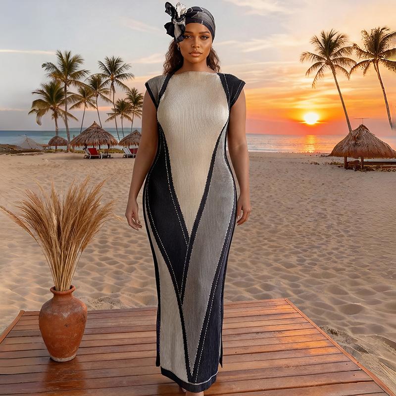 Women's Elegant Animal Print Long Dress Set, Slim-Fitting Moo Moo Skirt & Scarf, Beach Sun Protection Shawl, All Seasons Fashion, Accessory, Womenswear, Lady