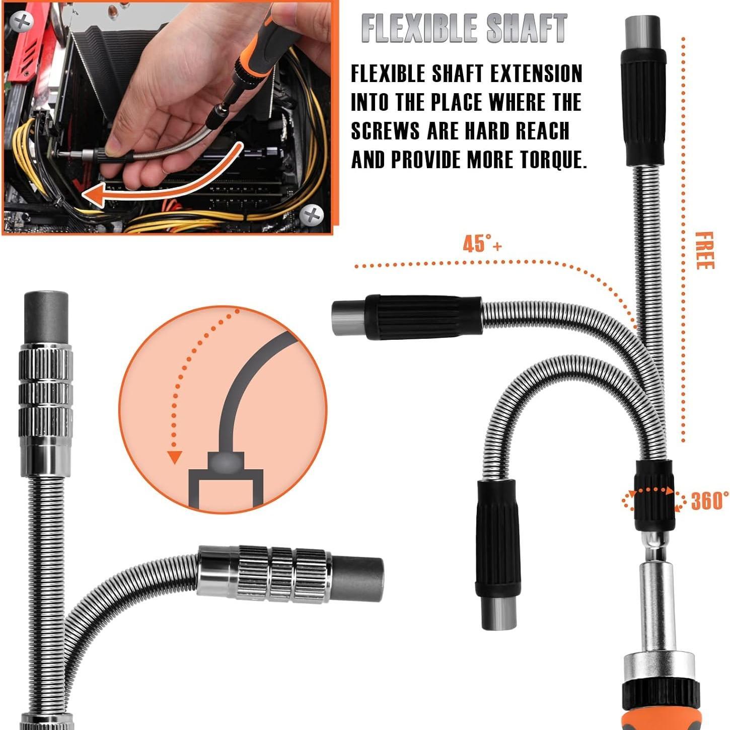 Portable Ratchet Screwdriver Set, Socket Set & Screwdriver Bit Set with Rotatable Ratchet Handles & Storage Case, Household Repair Tool Kits for Bike