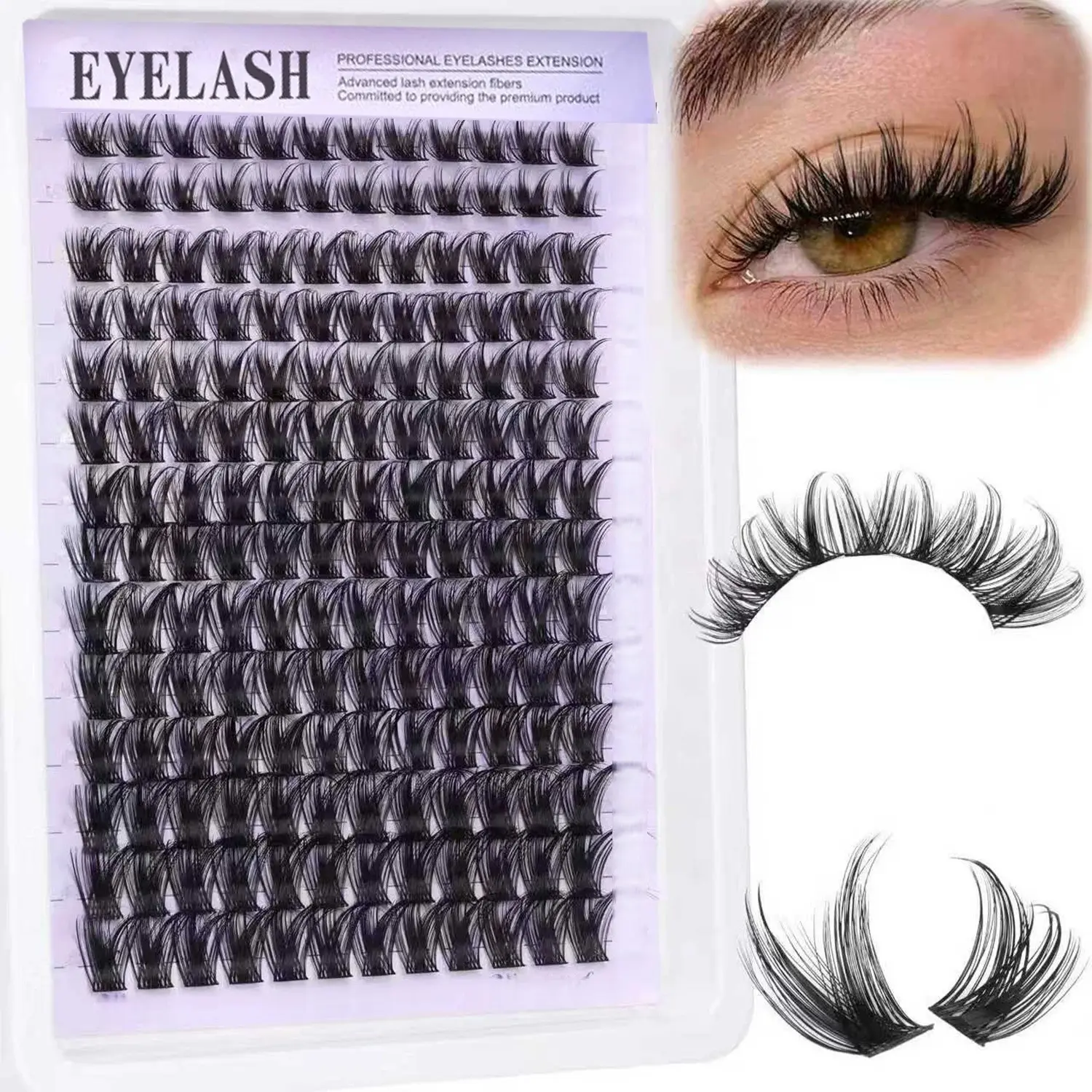 Beginner-Friendly DIY 3D Wispy False Eyelashes, Natural Cat Eye Manga Look, Mixed Lengths 10-18mm, Voluminous & Reusable, Perfect for All Levels, Feline Lash Look
