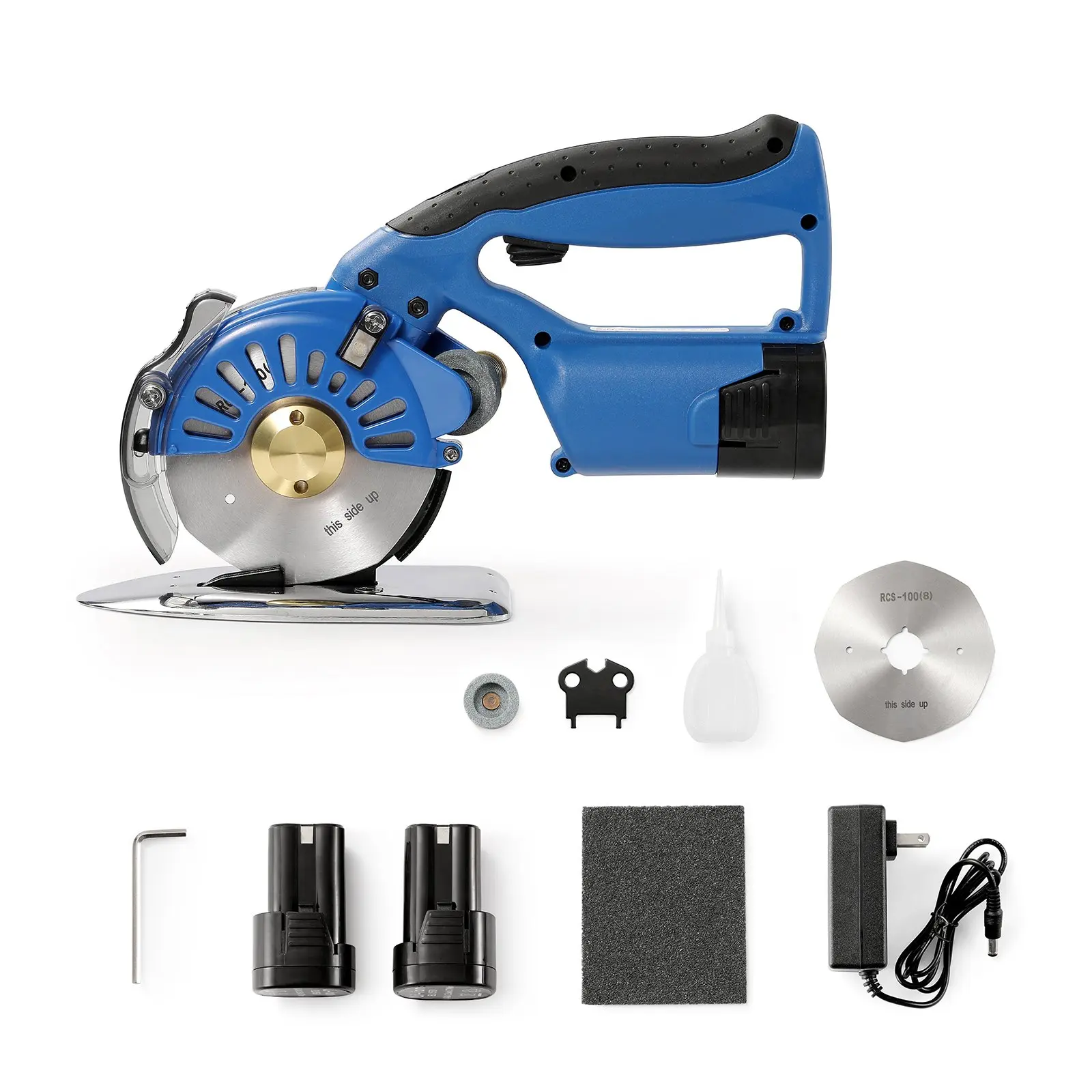 【DealsForYouDays】VEVOR Fabric Cutter, 5-Speed Cordless Electric Rotary Fabric Cutting Machine, 1.1" Cutting Thickness, Octagonal Knife, with Replacement Blade and Battery Charger, for Multi-Layer Cloth Fabric Leather