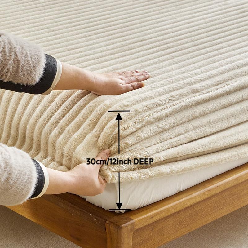 Striped Flannel Fitted Sheet Set, 3 Counts/set (1 Fitted Sheet + 2 Pillowcases, No Filler), Soft Breathable Bedding for Bedroom, Soft Comfy Bedding, Soft Breathable Sheet #GLOBAL PICKS