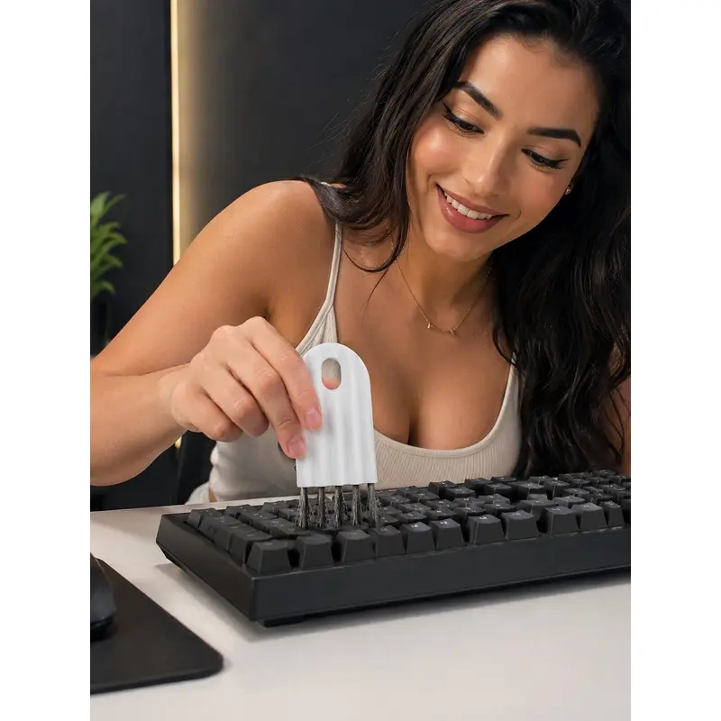 Deep Cleaning Keyboard Brush for Office and Gaming Setup, Flexible Soft Bristle Tool Cleans Laptop Keyboard Gaps, Bottle Lid Slots and Small Corners Easily, Stylish Home Cleaning Supply for Women, Great Christmas and Mother ius Day Surprise Gift
