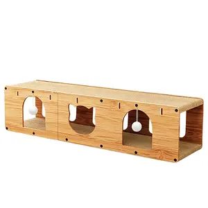 Durable Large Vertical Cardboard Cat Villa with Animal Print - Heavy-Duty Frame, 3-in-1 Integrated Play Tunnel, Sleeping Nook, Dual Scratch-Resistant Scratching Board, Bite-Resistant Design
