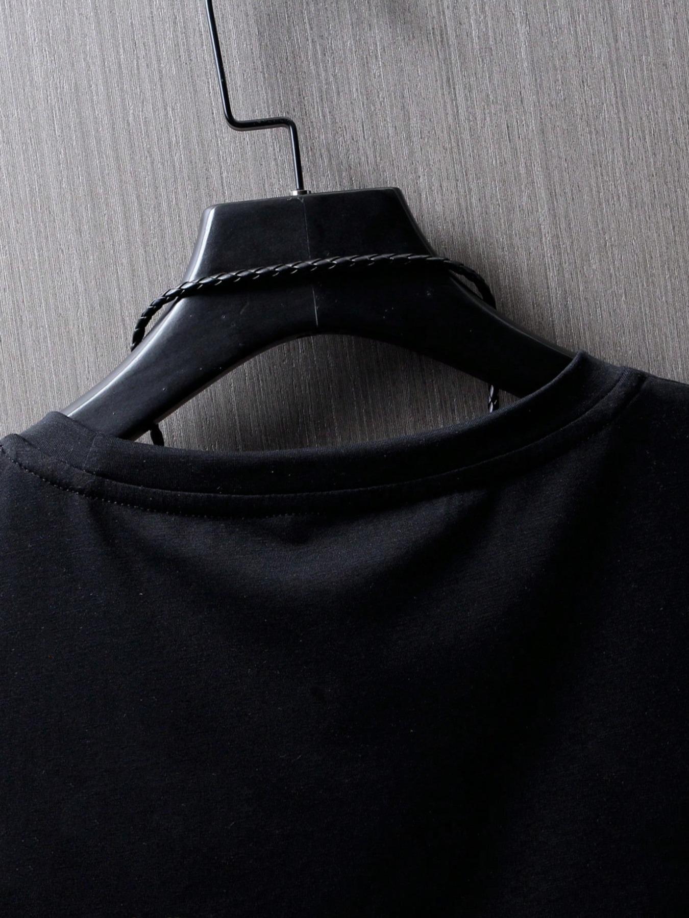 Men's Expression Print Round Neck Tee, Regular Fit Summer Clothes Casual Short Sleeve T-shirt for Summer, Men's Top for Daily Wear, Casual Streetwear Tops ,Men's Solid Color Crewneck Tee for Gym & Casual