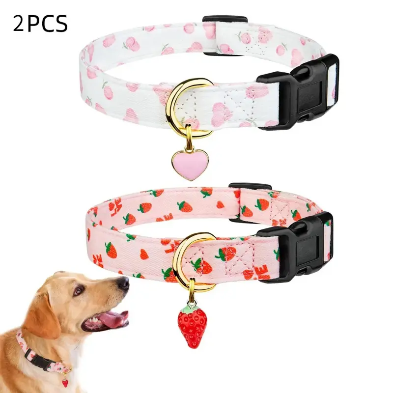 2-pack dog collars, featuring cute patterns and heart-shaped pendants, are the perfect Valentine's Day gift for your dog