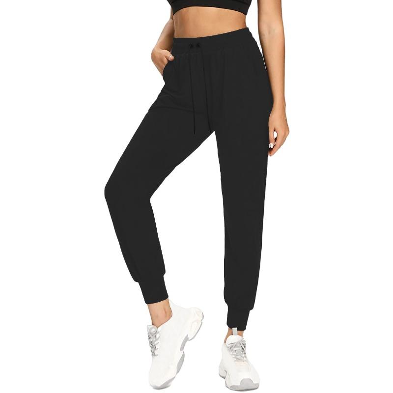 High waist drawstring yoga pants casual loose running tied feet cuffed sweatpants leggings