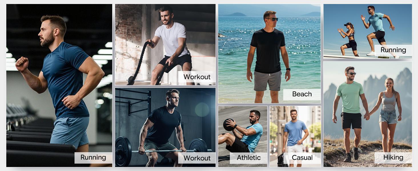 Baleaf Mens Cooling Workout Shirts Short Sleeve Athletic T-Shirts Quick Dry Moisture Wicking UPF 50+ Sun Protection Gym Running Activewear