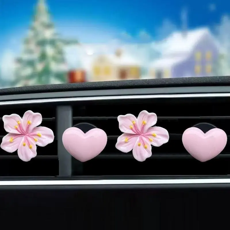 Women's 6-Pack Heart Bow Car Air Freshener Vent Clips, Girly Odor-Eliminating Fragrance Diffuser, Cute Cars Interior Accessories for Women Drivers, Girly Car Accessories