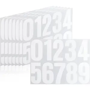 80 count Large Vinyl Number Stickers, 4 Inch Self Adhesive  0-9 Numbers  for Mailbox, House Number, Address, Business, Outdoor Signs, Poster Board - 8 Sheets White