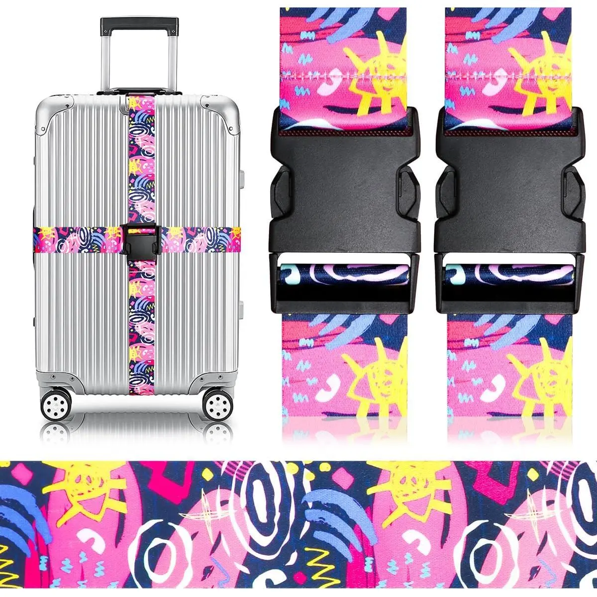 Colorful 2 Pack Luggage Straps for Suitcases Travel Belt Connector Holds Suitcase Add a Bag  Accessories  Adjustable Strap