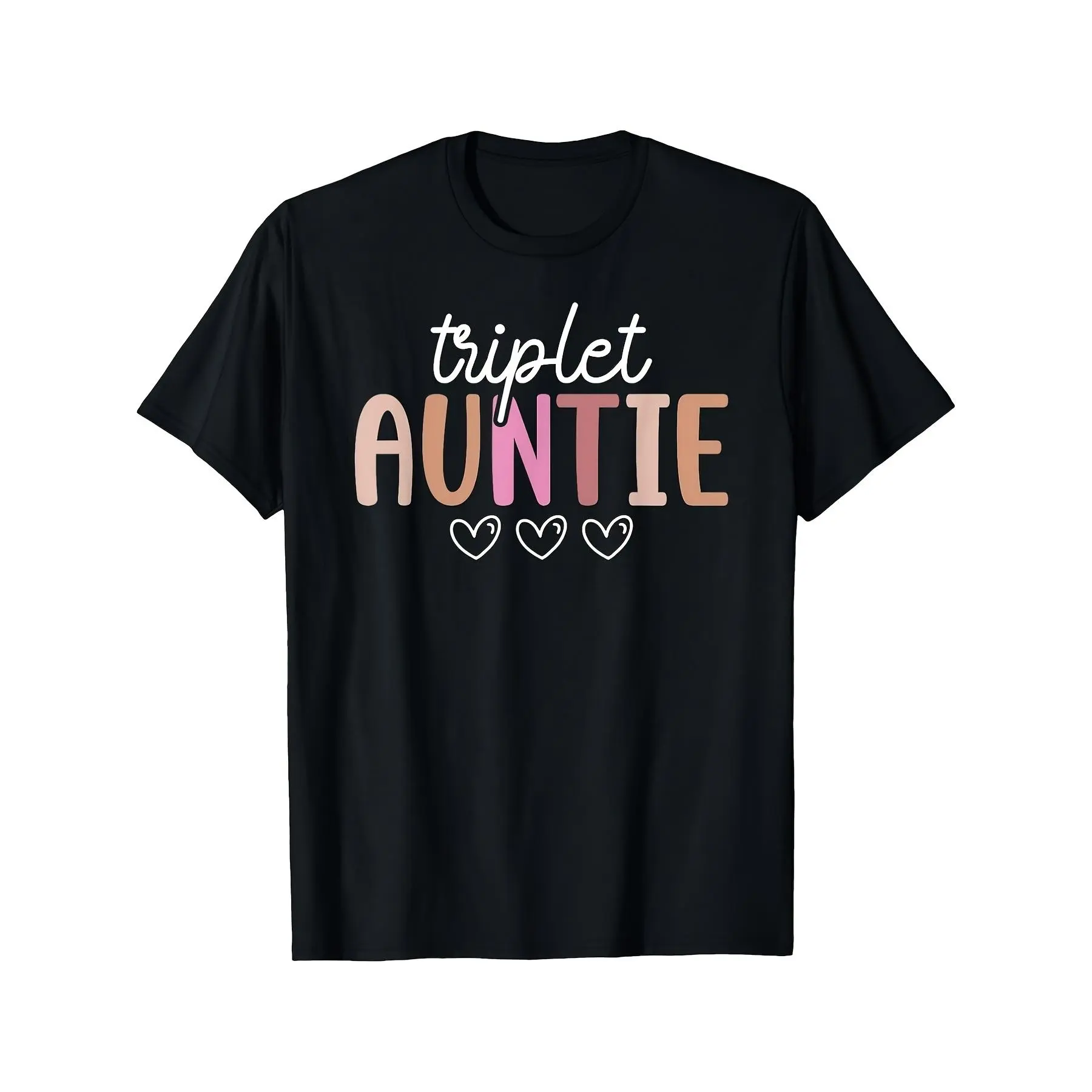 Triplet Auntie Proud Triplet Aunt of Triplets T-Shirt Soft Breathable Graphic Tee, Casual All-Season Outdoor Shirt, Great Gift Idea Extra Long PlusSize, PLUS SIZE