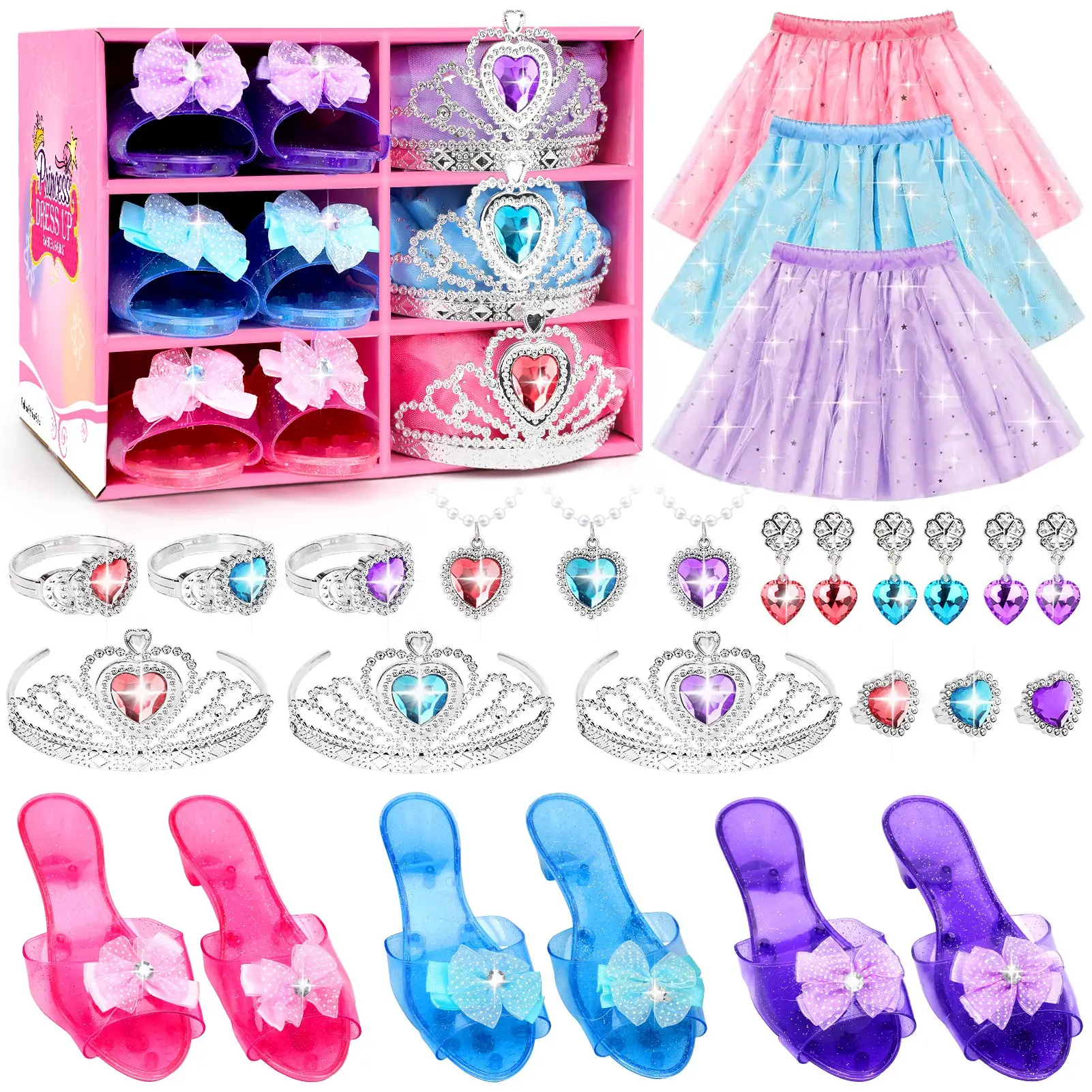 Toy Sets for Girls, Princess Dresses for Girls, Unicorn Gifts for Girls, Princess Costumes, Dresses, Princess Shoes, Crowns, Jewelry, Birthday and Christmas Gifts for Girls Ages 3–12