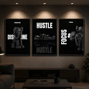 Set of 3 Black Motivational Canvas Wall Art Prints, Hypebeast Black Man Poster, Modern Streetwear Room Decor, Inspirational Quote Artwork, Waterproof Canvas Decor for Bedroom Dorm Office Man Cave, Gift for Men Teens, Urban Home Wall Decoration