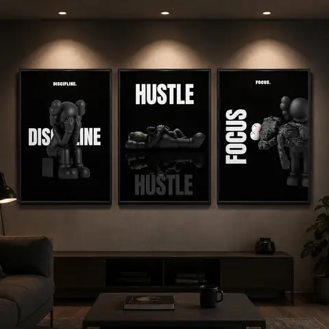 Black Motivational Canvas Wall Art Prints, Hypebeast Black Man Poster, Modern Streetwear Room Decor, Inspirational Quote Artwork, Waterproof Canvas Decor for Bedroom Dorm Office Man Cave, Gift for Men Teens, Urban Home Wall Decoration