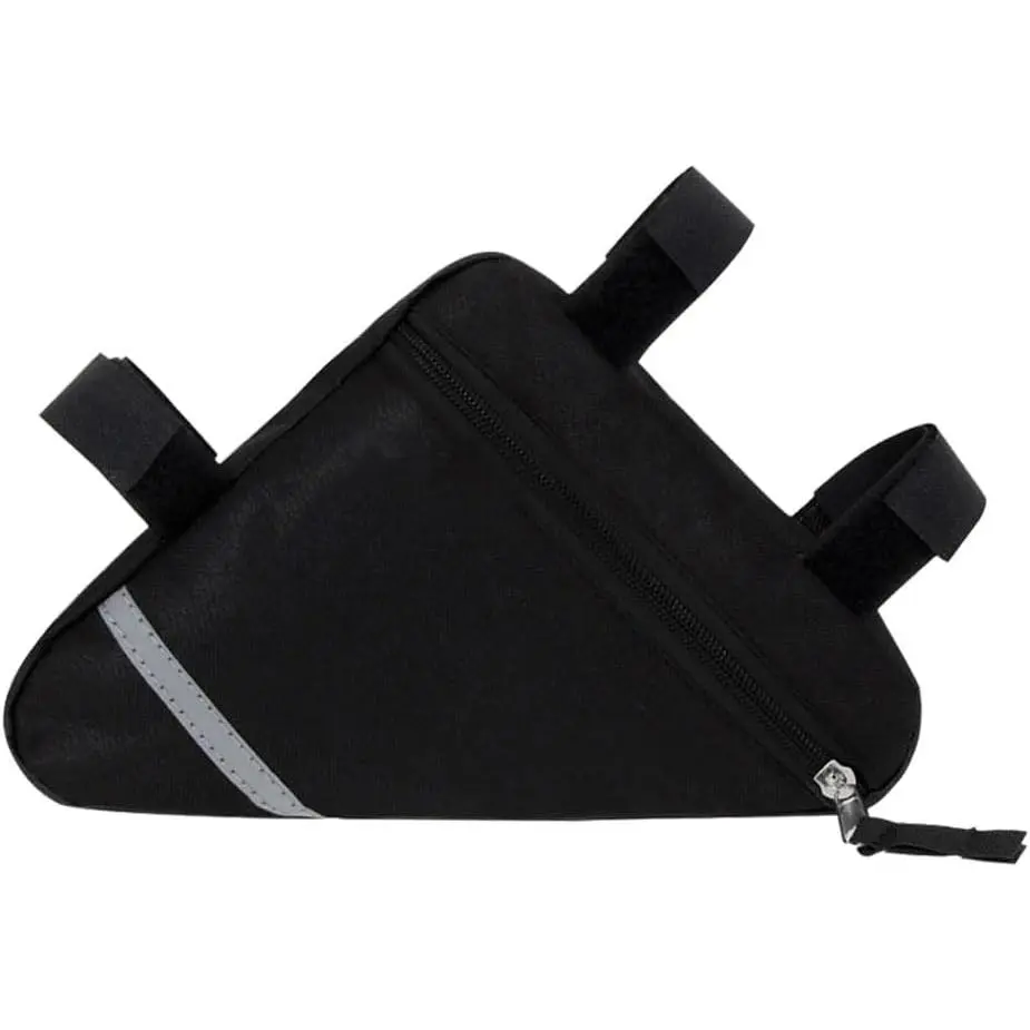 Triangle Bag,  Front Frame Triangle Bag (Black) |  Nylon Cycling Triangle Storage Bag with Double-Sided Reflective Decoration, for MTB Road