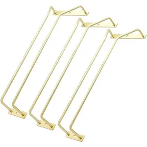 12-Inch Gold Wine Glass Rack Under Cabinet Wine Glass Holder Stemware Rack Hanging Stemware Holder for Cabinet Kitchen Bar Set of 3