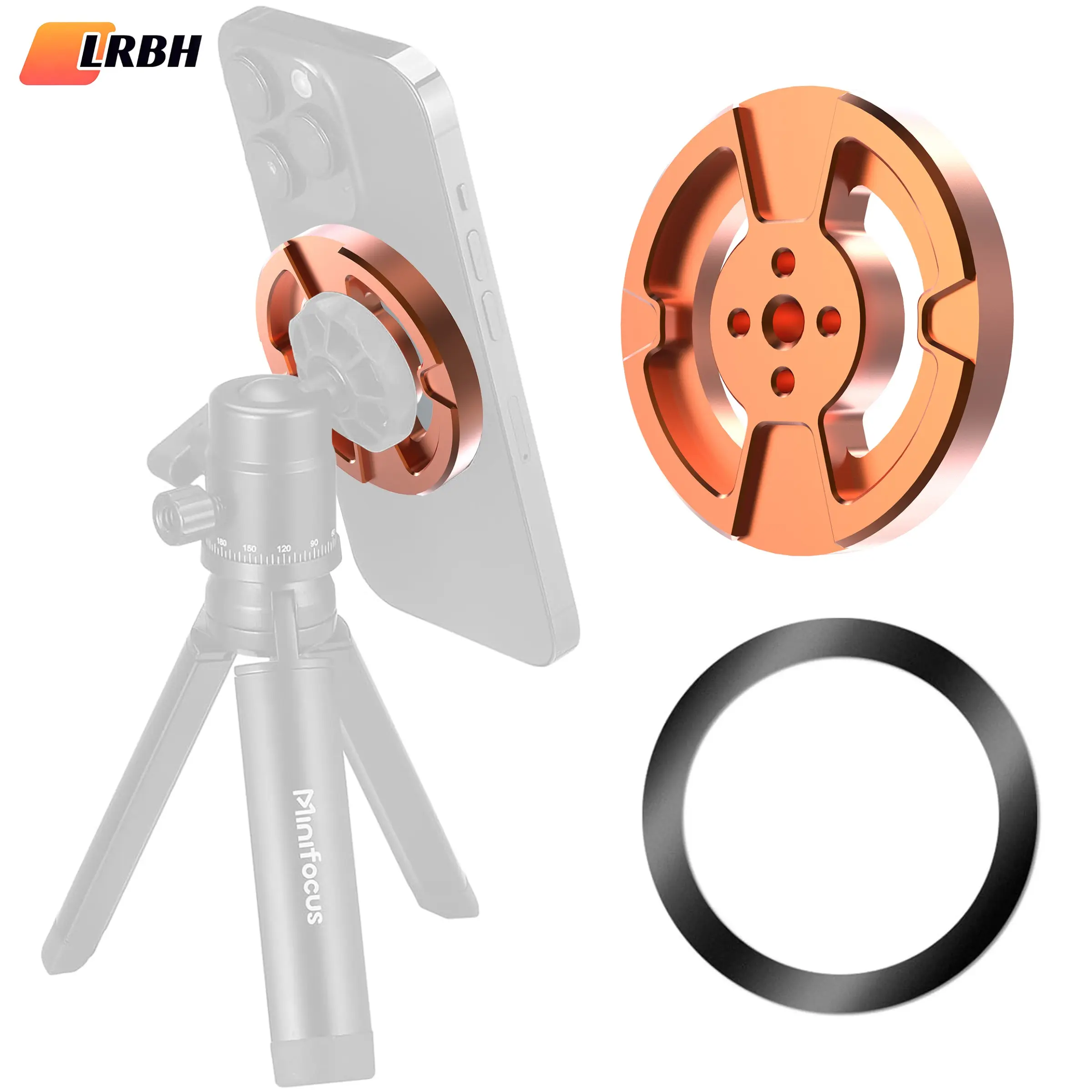 LRBH Magnetic Tripod Phone Mount Head, 20 N52 Strong Magnets, 8lbs Hold, 360° AdjustableMagnetic Holder for Selfie Stick, Camera Tripod, for iPhone Android (Selling only magnetic heads)