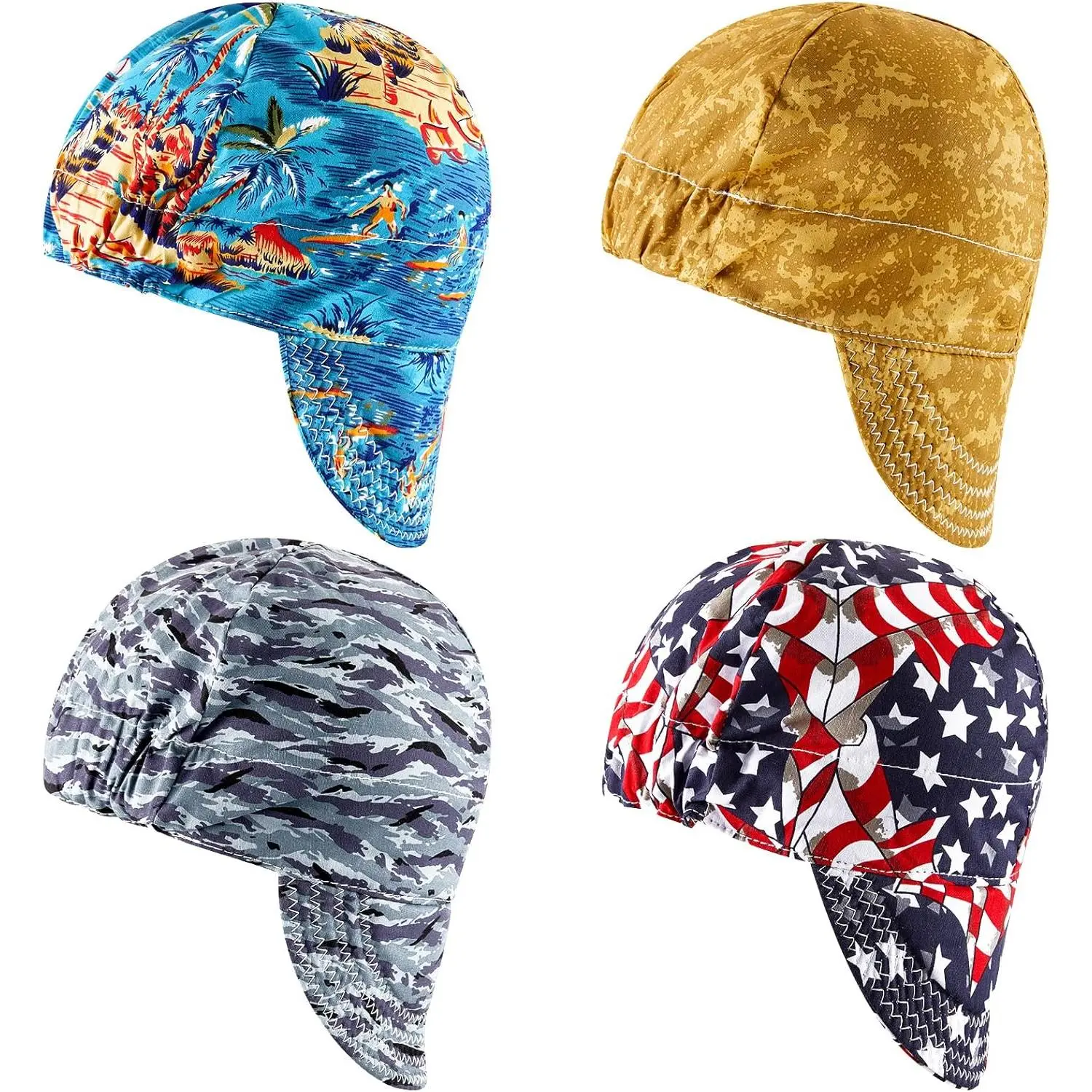 4 Pcs Cap Resistant Cotton Hat for Men's Caps Fit Most Helmet Sweat Absorption Mesh Hat for Welder Electrician Gas Station(Classic)