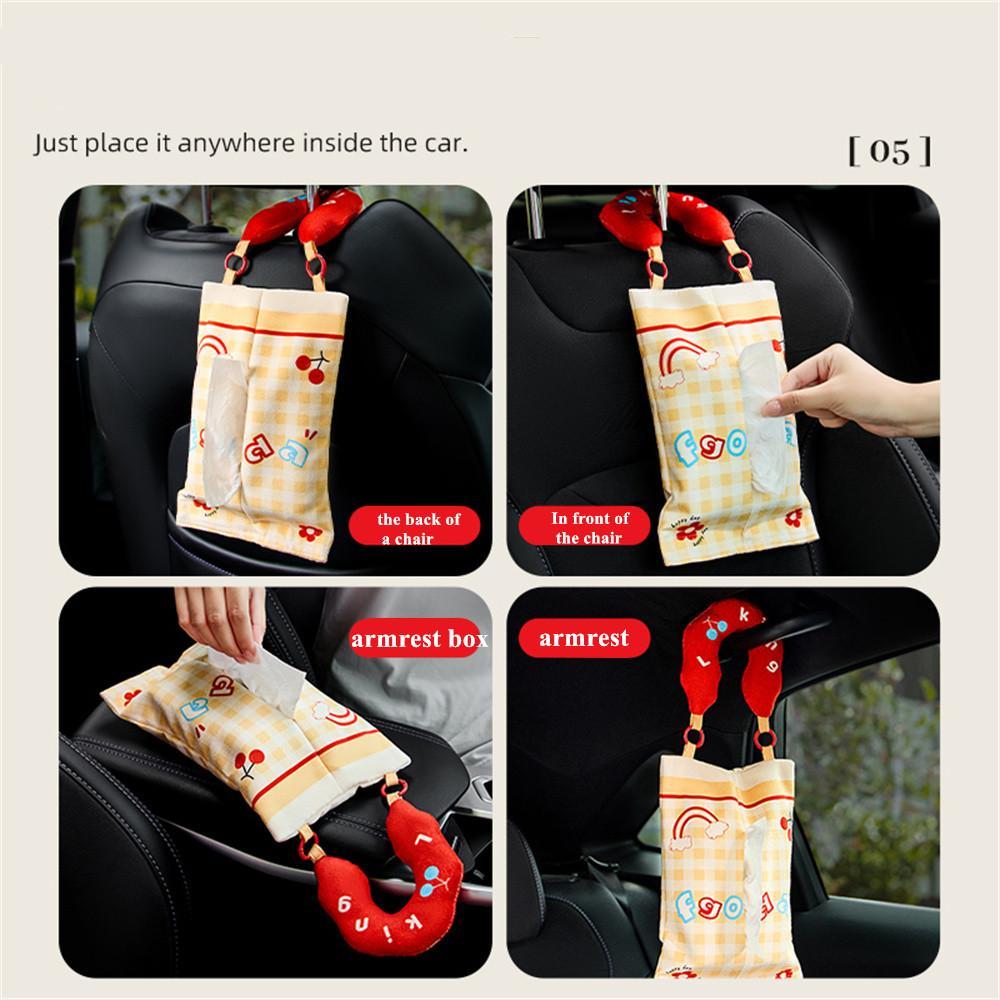 Car mounted paper box cover, home tissue storage, hanging bag, hanging creative cartoon decoration tissue cover, can be carried