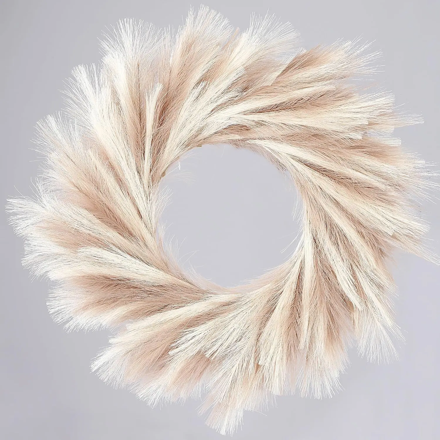 Pampas Grass Wreath 26’’ Faux Pampas Wreath for  Seasons Artificial Pampas Wreath Christmas Decor Boho Wall Decor for Front Door  Fall Autumn Xmas Spring Wreath Decoration (Mix)