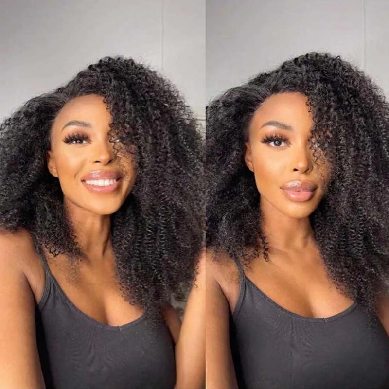[Ready to Wear Half Wig] With Drawstring Human Natural Hair Deep Wave Invisible Hairline No Lace Glueless Install 3 IN 1 Seamless Flip Over Half Up and Down Wig Beginner Friendly Wigs Curly Hair for Women
