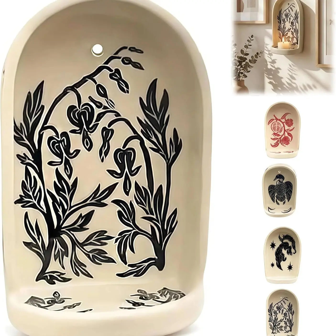 Handmade Ceramic Candle Holder and Jewelry Stand Altar, Wall Niche Series, Meditation Display, Artistic Decoration, Gift for Mediation