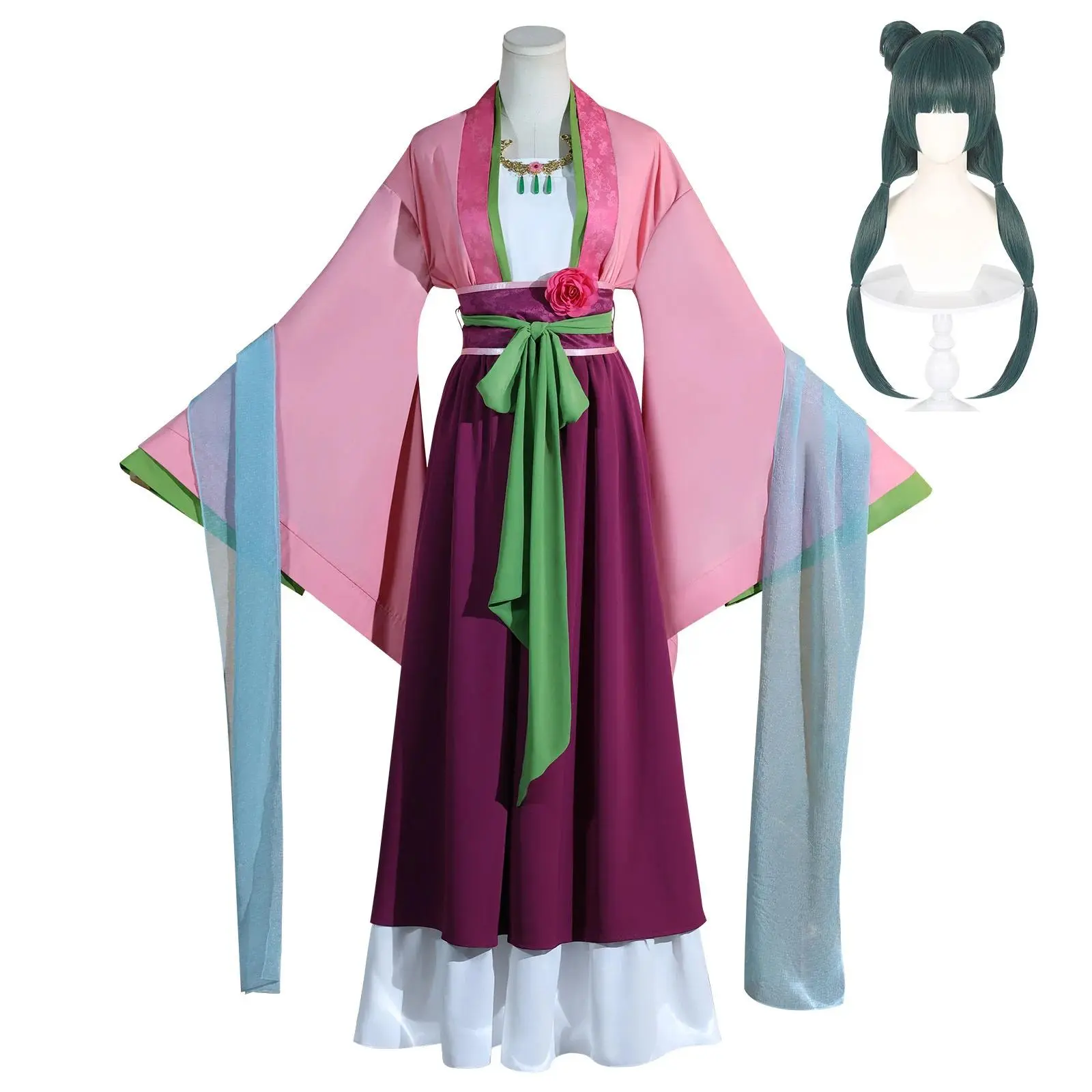 New Smlz Garden Party Maomao Cosplay Costume Kimono Wig Anime The Apothecary Diaries Pink Dress Halloween Party for Women Girl