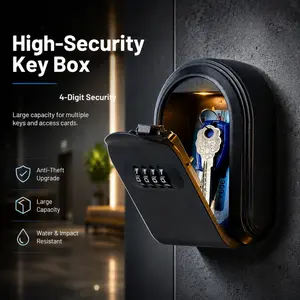 Wall Mounted Key Lock Box, Waterproof 4-Digit Combination Lock, All-Weather Reliable Access Management  Secure Key Storage for Outdoor & Home Use