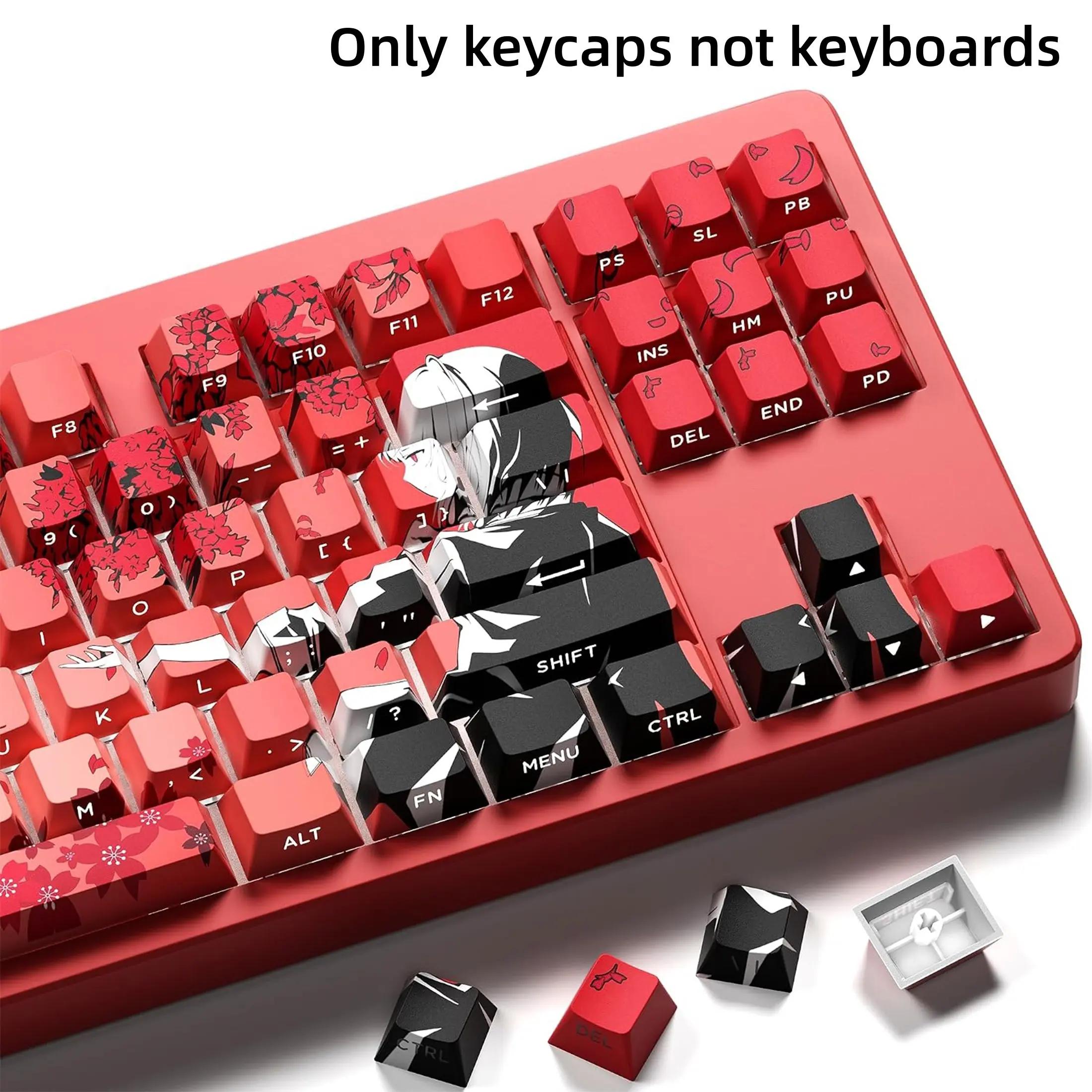 Japanese Anime Keycaps, Double Shot PBT Keycap Set, Shine Through Keyboard Keycaps, Cherry Profile Dye-Sub Key Caps for Mechanical Keyboards with MX Switches