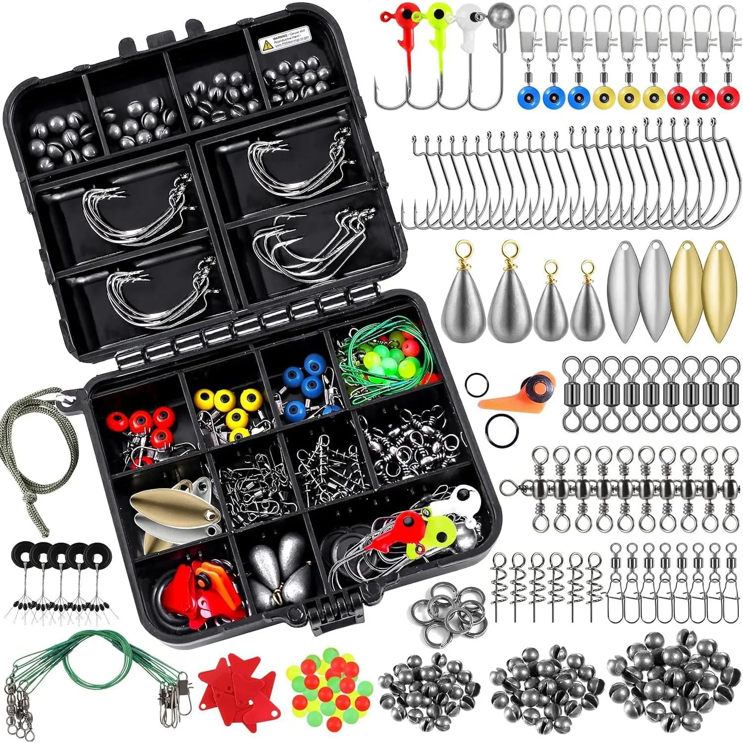187/343pcs Fishing Accessories Kit - Organized Fishing Tackle Box with Included Hooks, Sinkers, Weights, and More Fishing Gear & Equipment, Perfect Gift for Men