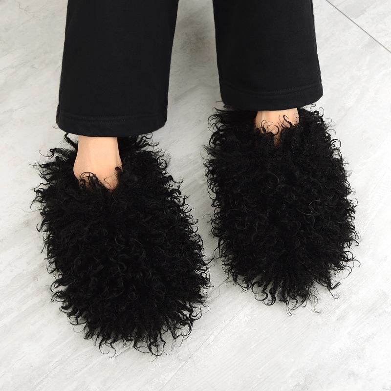 (New)Solid Color Fluffy Slippers, Y2K Soft Sole Platform Slip On Home Shoes, Non-slip Round Toe Cozy Floor Shoes