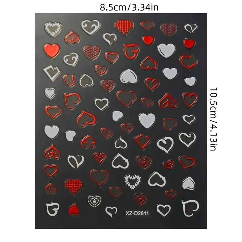 Heart & Lip Pattern Nail Art Sticker, 8 Counts/set Nail Art Design Romantic Love Nail Decal, Elegant Nail Decoration, DIY Nail Art Decoration for Women & Girls