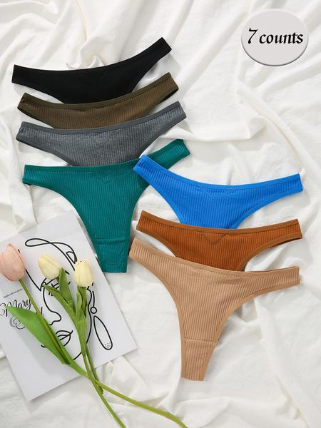Comfortable Women's Thong Set, 7/12/18 Pack, Casual Style, Moderate Fabric Thickness, All Seasons Wear, Plain Pattern, Underwear